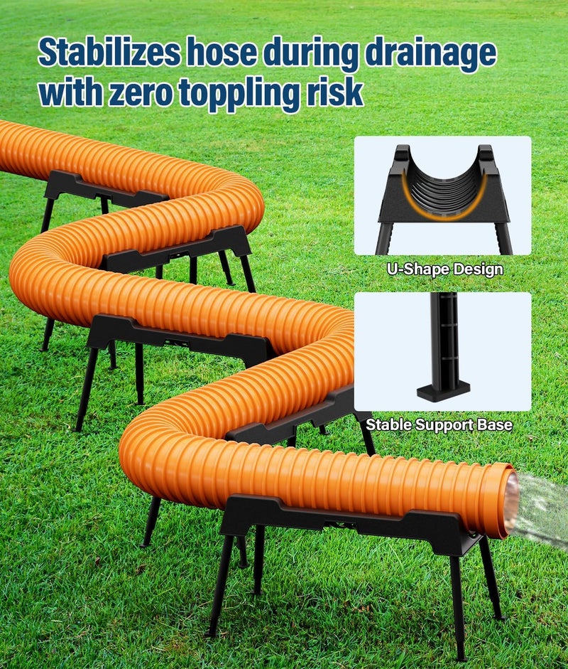PAHTTO RV Sewer Hose Support, 15FT Heavy-Duty Camper Waste Hose Holder with 7 Foldable Sections, Adjustable & Stable Waste Drainage Support with Strap, Stackable & Weather-Resistant (Patent Pending) - Image 3